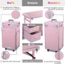 Byootique Portable Makeup Train Case with Mirror, 4 Drawers, Bluetooth Speaker & USB Port