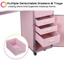 Byootique Portable Makeup Train Case with Mirror, 4 Drawers, Bluetooth Speaker & USB Port