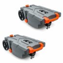 Camco Rhino 36-Gallon Portable RV Waste Tank 2-Pack with Hose & Accessories, Durable HDPE, No-Flat Wheels, Gray