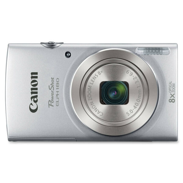 Canon PowerShot ELPH 180 20MP Compact Digital Camera, 8x Optical Zoom, 720p HD Video, Silver