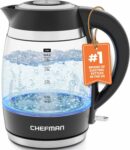 Chefman 1.8L Electric Kettle, 1500W, Borosilicate Glass, Auto Shut Off, BPA Free
