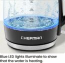 Chefman 1.8L Electric Kettle, 1500W, Borosilicate Glass, Auto Shut Off, BPA Free