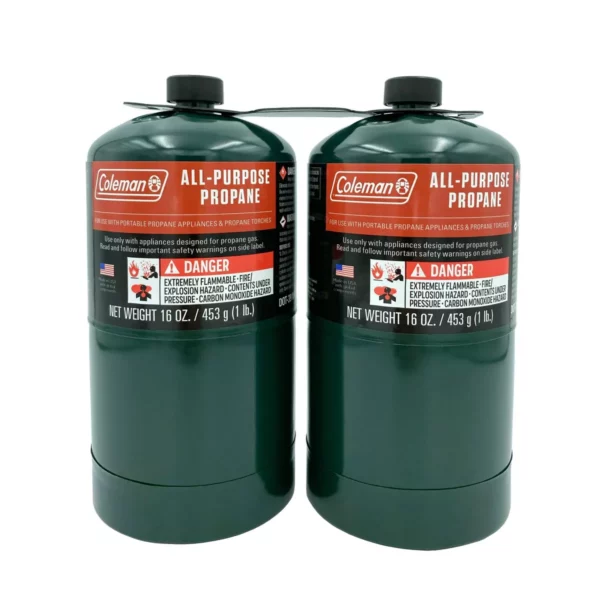 Coleman 16 oz All-Purpose Propane Gas Cylinders 2 Pack for Portable Appliances