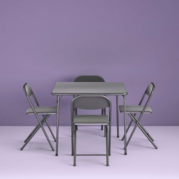 Cosco 5-Piece Folding Card Table Set with Vinyl Seats, Black - Easy Storage, Durable, Ideal for Dining & Games - Image 4