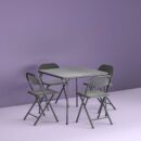 Cosco 5-Piece Folding Card Table Set with Vinyl Seats, Black - Easy Storage, Durable, Ideal for Dining & Games