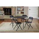 Cosco 5-Piece Folding Card Table Set with Vinyl Seats, Black - Easy Storage, Durable, Ideal for Dining & Games