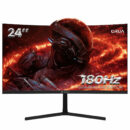 CRUA 24" Curved Gaming Monitor, FHD 1080P, 180Hz, AMD FreeSync, VA Panel, HDMI/DP, Black