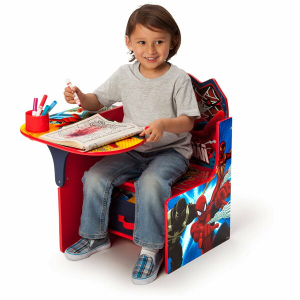 Delta Children Spider-Man Chair Desk with Storage Bin, Scratch-Resistant, for Kids 3-6, Greenguard Gold Certified - Image 2