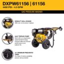 DEWALT 4400 PSI Gas Pressure Washer, 4.0 GPM, 420cc, Heavy-Duty, 50 ft Hose, 5 Nozzles