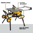 DEWALT DWE7491RS 10" Jobsite Table Saw with Rolling Stand, 15 Amp Motor, 32-1/2" Rip Capacity