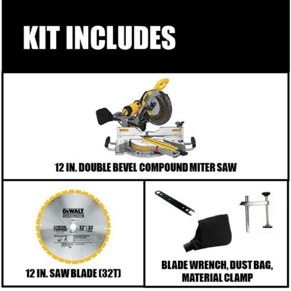 DEWALT DWS779 12" Dual Bevel Sliding Compound Miter Saw, 15 Amp, 3800 RPM, Efficient Dust Collection - Image 2