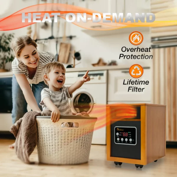 Dr. Infrared Heater 1500W Indoor Electric Space Heater with Thermostat & Remote Control - Image 5