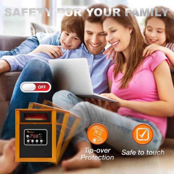 Dr. Infrared Heater 1500W Indoor Electric Space Heater with Thermostat & Remote Control - Image 4