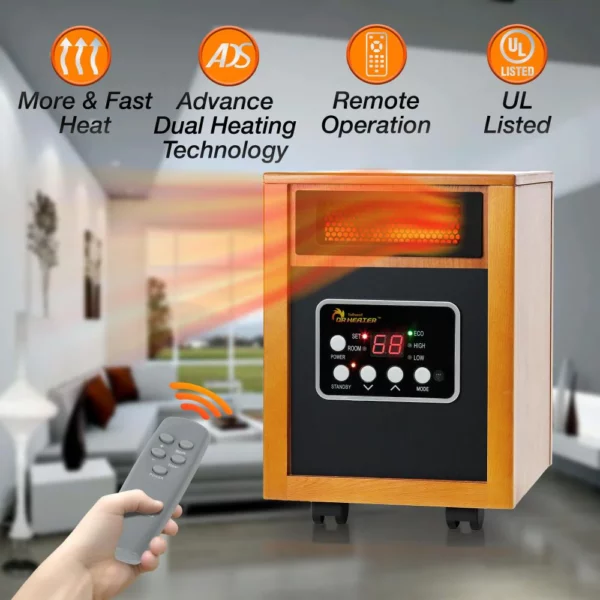 Dr. Infrared Heater 1500W Indoor Electric Space Heater with Thermostat & Remote Control - Image 7
