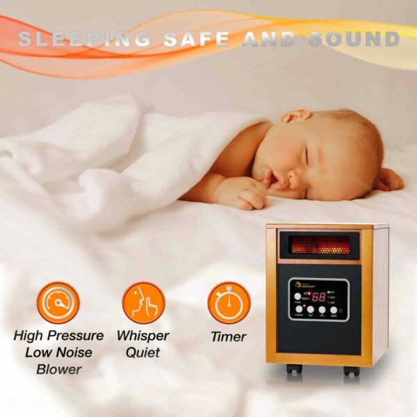 Dr. Infrared Heater 1500W Indoor Electric Space Heater with Thermostat & Remote Control - Image 3