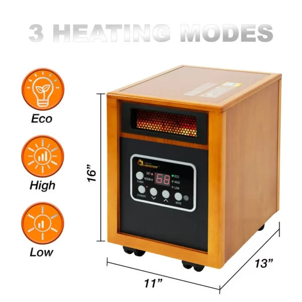 Dr. Infrared Heater 1500W Indoor Electric Space Heater with Thermostat & Remote Control - Image 6