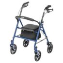 Drive Medical Rollator Walker, Foldable 4-Wheel, Padded Seat & Backrest, 6-Inch Wheels, Blue