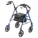 Drive Medical Rollator Walker, Foldable 4-Wheel, Padded Seat & Backrest, 6-Inch Wheels, Blue