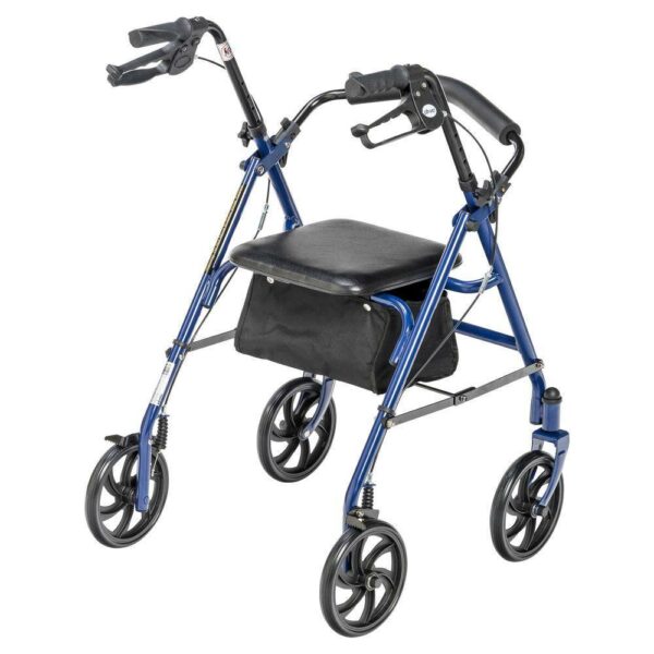 Drive Medical Rollator Walker, Foldable 4-Wheel, Padded Seat & Backrest, 6-Inch Wheels, Blue - Image 4