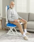 DurablePro Electric Lift Chair, Blue, Foldable, Waterproof, Wing Back, 300 lbs Capacity, Rechargeable, for Bathroom/Bedroom