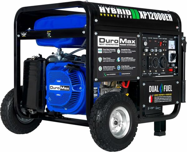 DuroMax XP12000EH Dual Fuel Generator - 12000W Gas/Propane, 457cc Engine, Home Backup Power