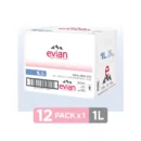 Evian Natural Spring Water 1L Bottles, 12 Pack - Pure Hydration Beverage