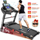 Famistar 4.5HP Folding Treadmill, 15 Incline Levels, 10MPH, 300LB Capacity, Bluetooth, LCD Display