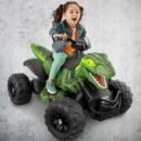 Fisher-Price Power Wheels Jurassic World Dino Racer 6 MPH Ride-On ATV, Green Dinosaur Toy for Kids