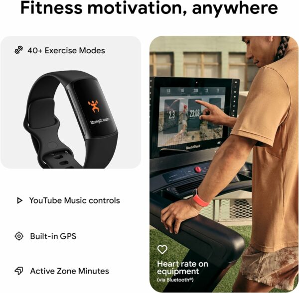 Fitbit Charge 6 Fitness Tracker, GPS, Heart Rate Monitor, Google Apps, Obsidian/Black, One Size - Image 3