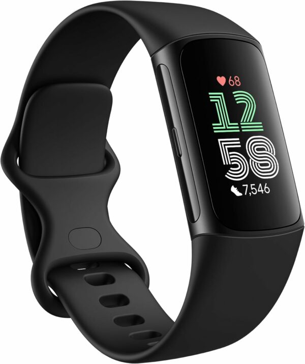 Fitbit Charge 6 Fitness Tracker, GPS, Heart Rate Monitor, Google Apps, Obsidian/Black, One Size
