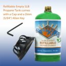 Flame King Refillable 1LB Propane Cylinder Tank, DOT Certified, High-Grade Steel, Green, 16.4 oz