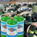 Flame King Refillable 1LB Propane Cylinder Tank, DOT Certified, High-Grade Steel, Green, 16.4 oz