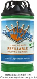 Flame King Refillable 1LB Propane Cylinder Tank, DOT Certified, High-Grade Steel, Green, 16.4 oz