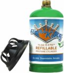 Flame King Refillable 1LB Propane Cylinder Tank, DOT Certified, High-Grade Steel, Green, 16.4 oz