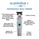 GAMMA+ Cyborg Professional Metal Hair Trimmer, Digital Brushless Motor, Stainless-Steel Blade, Lithium-Ion Battery
