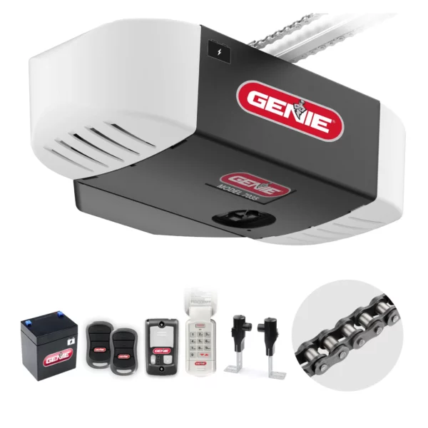 Genie Chain Drive 750 Garage Door Opener - 3/4 HPC, Battery Backup, Quiet Operation, Easy Install, Includes Remotes & Keypad