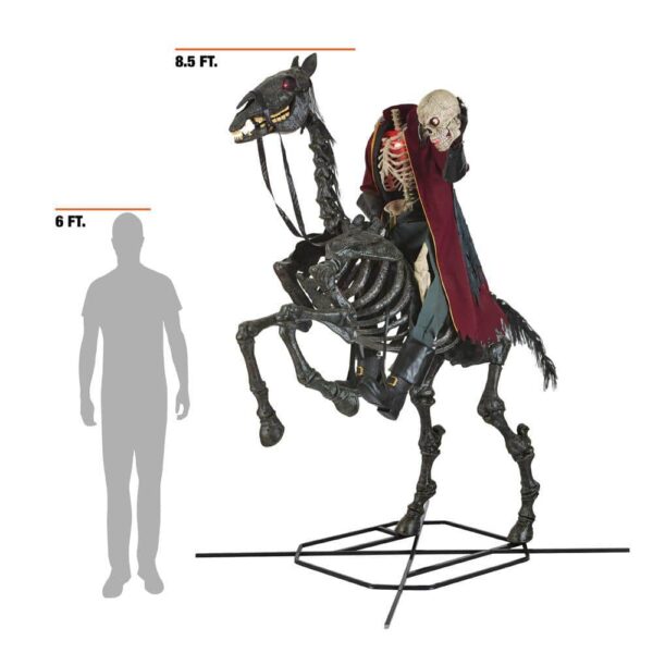 Giant 8.5 ft Animated LED Knight Dullahan with Red Eyes & Skeletal Horse - Halloween Decor - Image 2