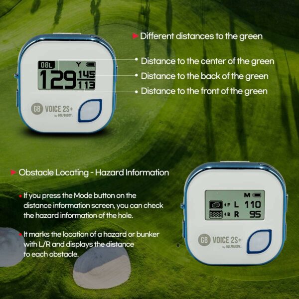 GOLFBUDDY Voice 2S+ Golf GPS Rangefinder with Slope Mode, Long Battery, Preloaded Courses, Blue - Image 3