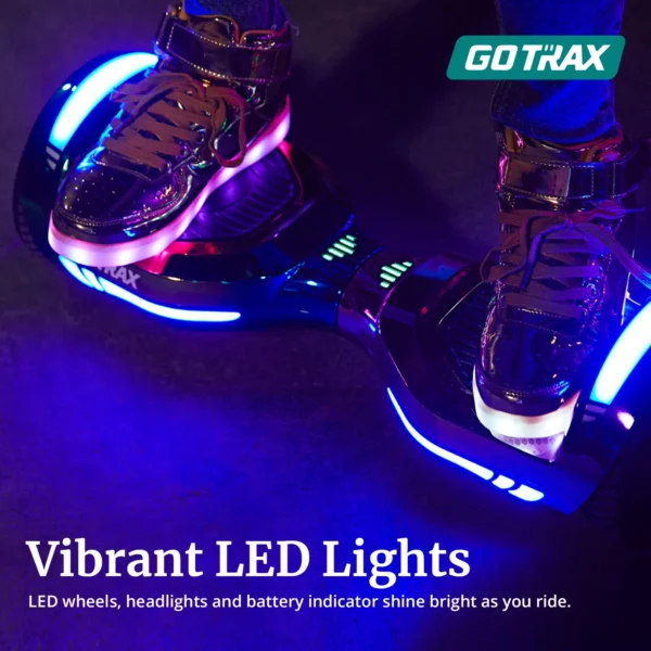 GOTRAX Glide Pro Bluetooth Hoverboard, 6.5" Wheels, LED Lights, Self-Balancing, UL2272 Certified, Silver - Image 3