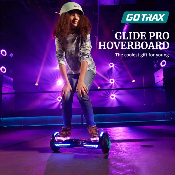 GOTRAX Glide Pro Bluetooth Hoverboard, 6.5" Wheels, LED Lights, Self-Balancing, UL2272 Certified, Silver - Image 4
