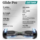 GOTRAX Glide Pro Bluetooth Hoverboard, 6.5" Wheels, LED Lights, Self-Balancing, UL2272 Certified, Silver