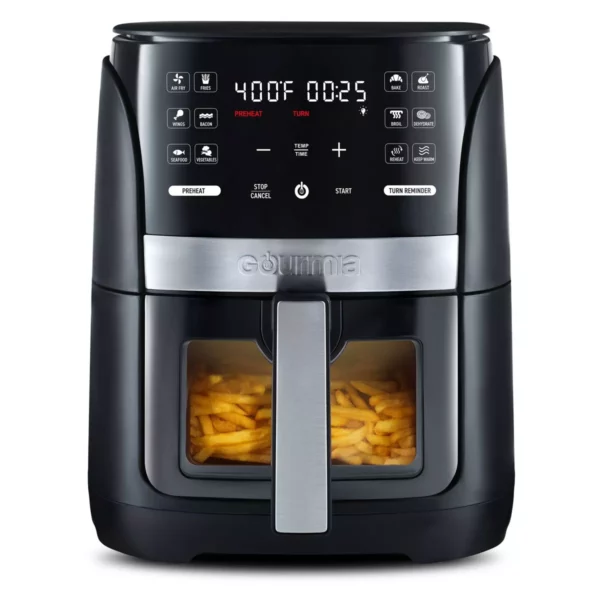 Gourmia 6-Qt Digital Air Fryer with 12 Presets & FryForce Technology - Black