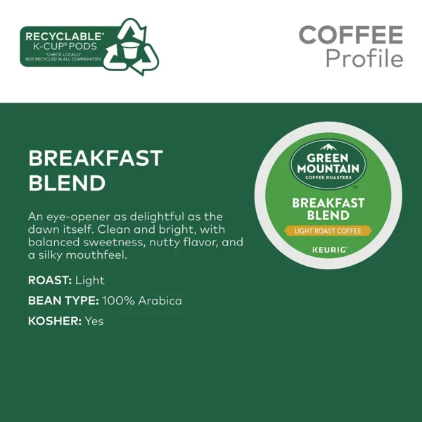 Green Mountain Coffee Roasters Breakfast Blend Light Roast K-Cup Pods, 96 Count - Image 3