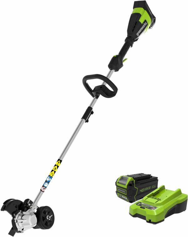 Greenworks 40V Brushless Edger, 8" Blade, 4.0Ah Battery & Charger, Lightweight, Quiet, Cordless Yard Tool