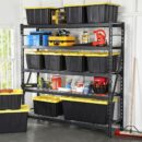 HDX 27-Gallon Black Stackable Waterproof Storage Tote with Snap Lid, 5-Pack