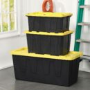 HDX 27-Gallon Black Stackable Waterproof Storage Tote with Snap Lid, 5-Pack