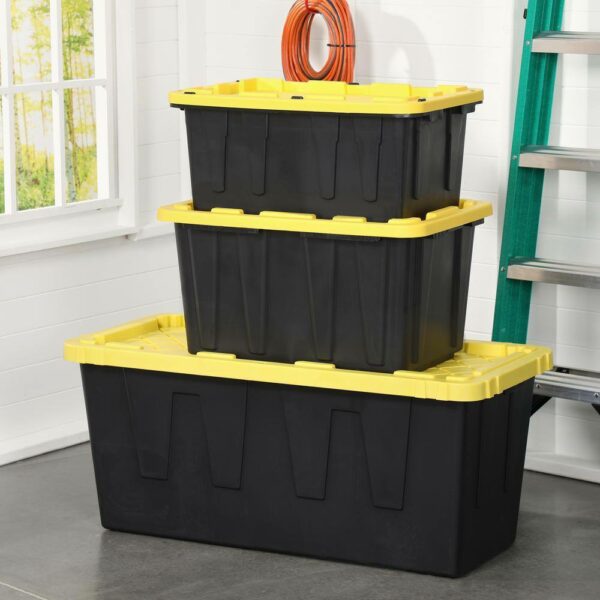 HDX 27-Gallon Black Stackable Waterproof Storage Tote with Snap Lid, 5-Pack - Image 10