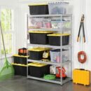 HDX 27-Gallon Black Stackable Waterproof Storage Tote with Snap Lid, 5-Pack