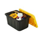 HDX 27-Gallon Black Stackable Waterproof Storage Tote with Snap Lid, 5-Pack