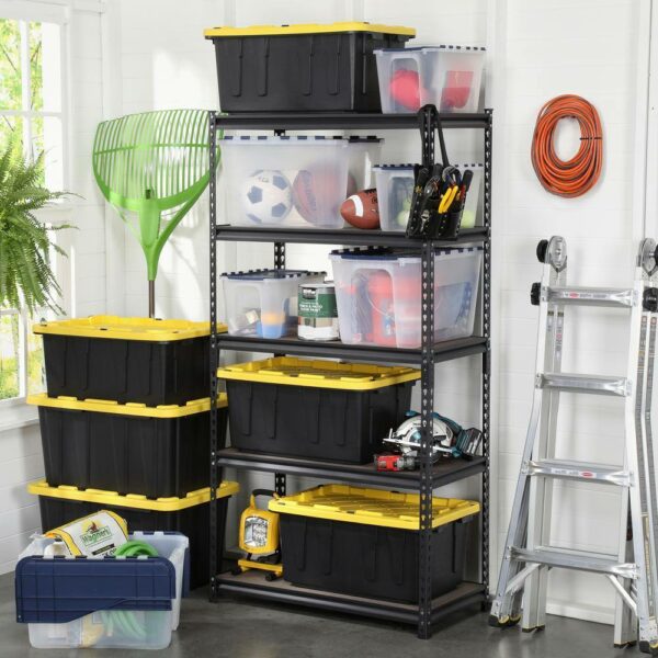 HDX 27-Gallon Black Stackable Waterproof Storage Tote with Snap Lid, 5-Pack - Image 9